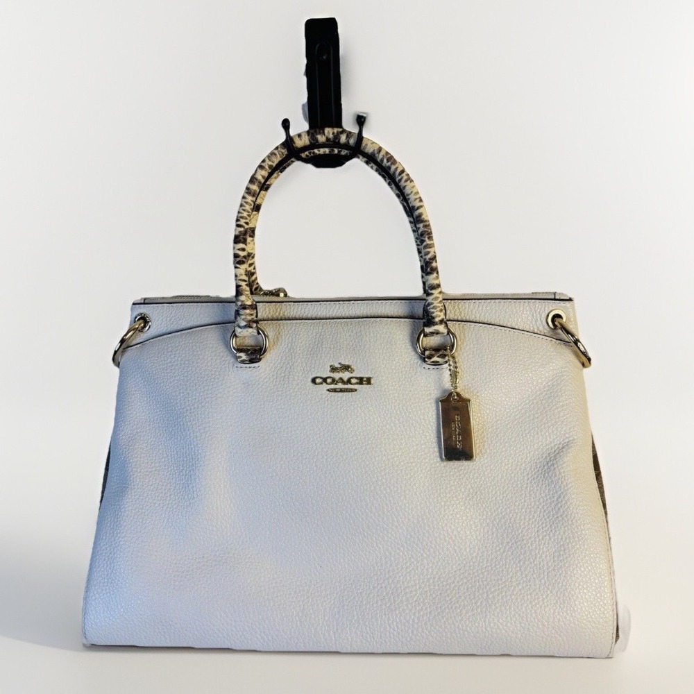 Coach Mia Python Calfskin Leather Tote Satchel Handbag Shoulder Bag Animal Print